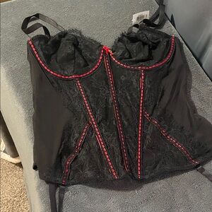 Adore Me Black and Red Lace Corset